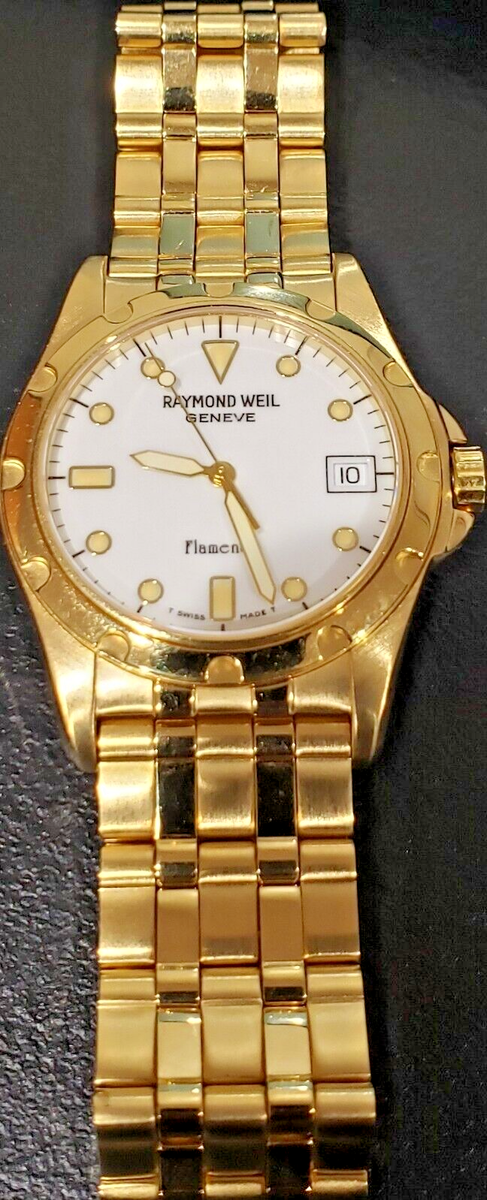 Raymond Weil Swiss Made Gold Tone Flamenco 5370 Day/Date Wrist