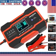10-Amp Smart Battery Charger for 12V/24V Vehicles - Fast & Efficient Maintenance