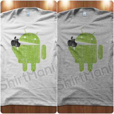 T-Shirt Maglietta Android Eat Apple Iphone Ipad Smartphone Google Uomo S M L XL