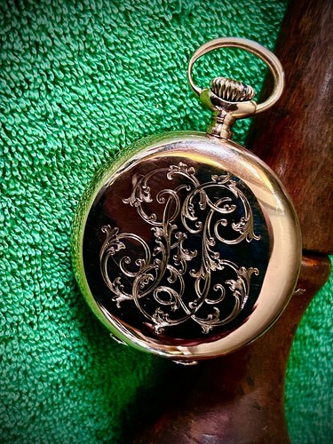 Patek Philippe c.1895 Rose gold 18k h.c. P.watch, Gilded mvmnt. Exc. dial, matc