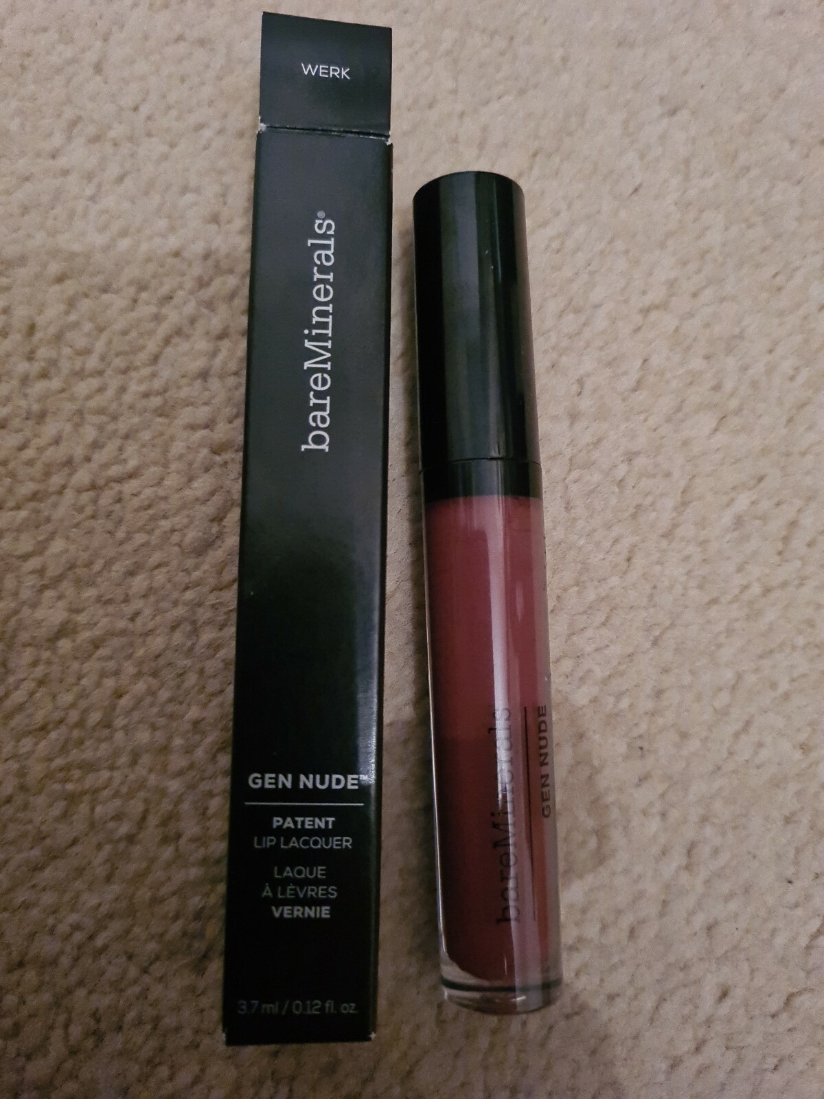 bareMinerals Gen Nude Patent Lip Lacquer In WERK 3.7ml Full Size NEW