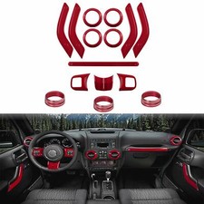 15 Pcs Full Set Interior Decoration Trim Kit For Jeep Wrangler Jk Jku 2011-2018