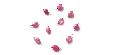 Pink Tourmaline Oval Hydro Smooth 5x7 mm Gemstone Beads, Gold Plated 50 Pcs