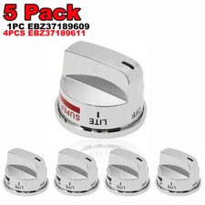 4 Pcs EBZ37189611 Range Burner Knob and 1 Pc EBZ37189609 Super Boil Control Knob