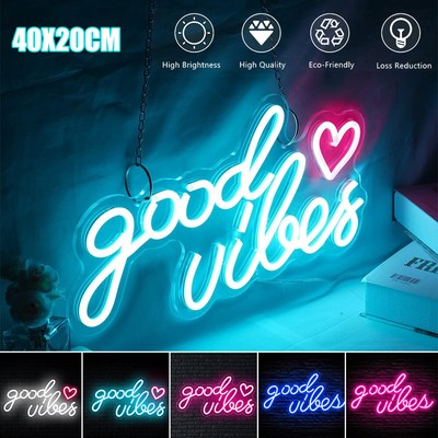 Good Vibes LED Neon Schild Lampe Licht Leuchtreklame Leuchtschild Wandleuchte DE