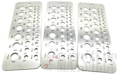 CTT/AJ/ (Qty:3) Drill Gauge Heavy Duty 29 Size Drill Bit Bolt Diameter Size Index Gauge