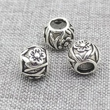 5 pièces de perles en argent sterling 925 trou de 4 mm pour collier bracelet