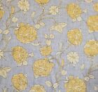 Duralee "Lotus Blossom" Yellow & gray Floral Linen Blend Fabric- 6 Yards