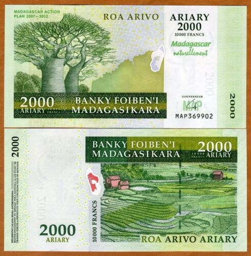 Madagaskar, 2000 Ariary, 2007, P-93, UNC Gedenkstätte - Bild 1 von 1