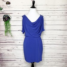 Guess Blue Cold Shoulder Cowl Neck Mini Dress Size 0