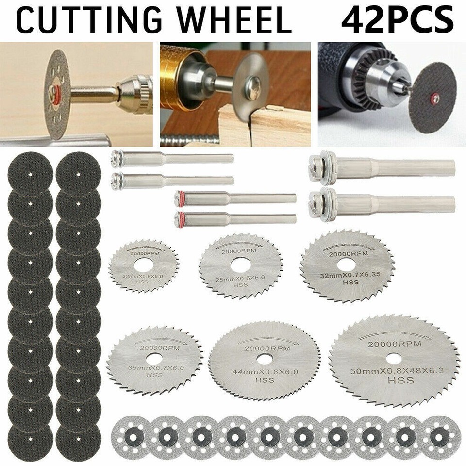 42Pcs Mini Diamond Cutting Discs Wheel Blades Drill Bit For Dremel