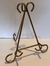 Vintage Brass Easel Folding Stand Thick for Plate Picture or Book Display 10.5”