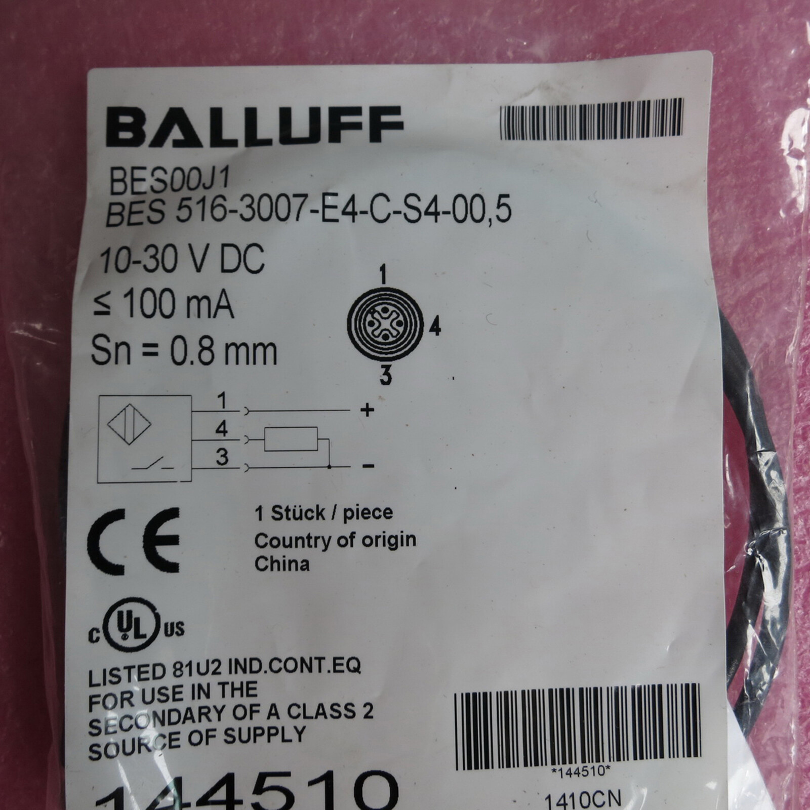Balluff BES00JJ BES 516 3007 G E4 C S49 Sensore Di Prossimità  00,3   Nuovo In Confezione Originale Sensore Industriale Balluff