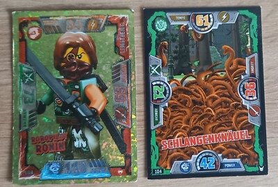 2 Sammelkarten Lego Ninjago Robopilot Ronin 84 und Schlangenknäuel 61
