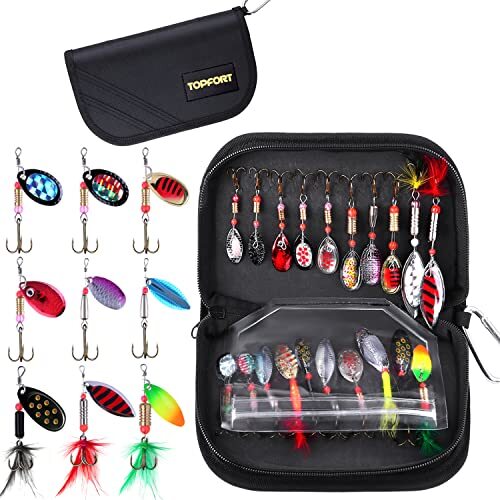  Fishing Lures, Fishing Spoon,Trout 20pcs fishing spinner with carrier bag