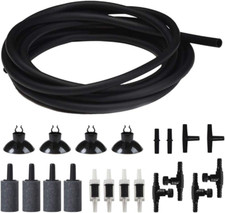 Aquarium Air Pump Accessories Set 25 Ft Airline Tubing Black Standard, Air Stone