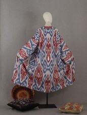 Uzbek Ikat Chapan Handmade Cotton Kimono Kaftan Boho Jacket Robe Festival Coat