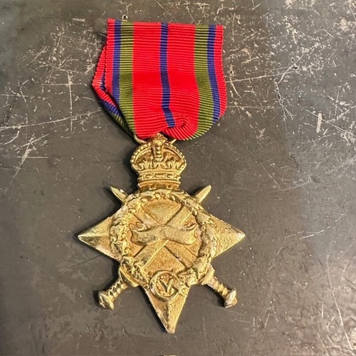 Vintage Military Medal King George V Crown Crossed Swords Star WWI Replica