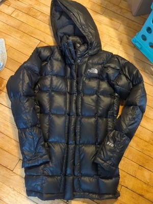 The North Face 600 Down Puffer Coat Womens Medium Parka Metropolis Black W/ Hood
