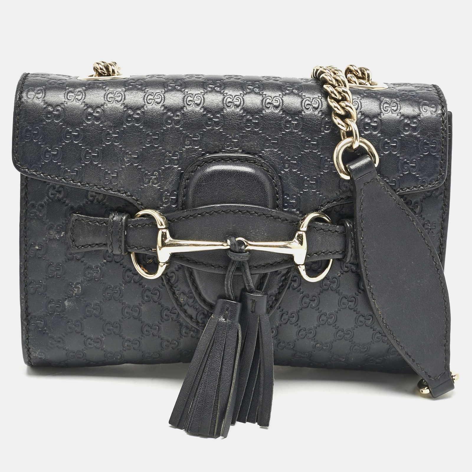 Gucci Navy Blue Microguccissima Leather Mini Emily Crossbody Bag