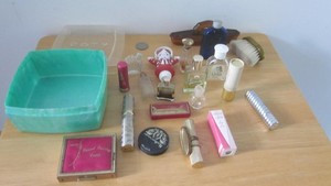 Vintage Estate Mixed Lot Vanity Cosmetics, Perfume Bottles, Lipstick+