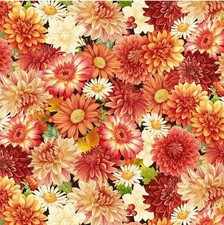 Gather W/ A Grateful Heart Harvest Floral, Flowers Fabric Cott 1yd BTY Fast Shi