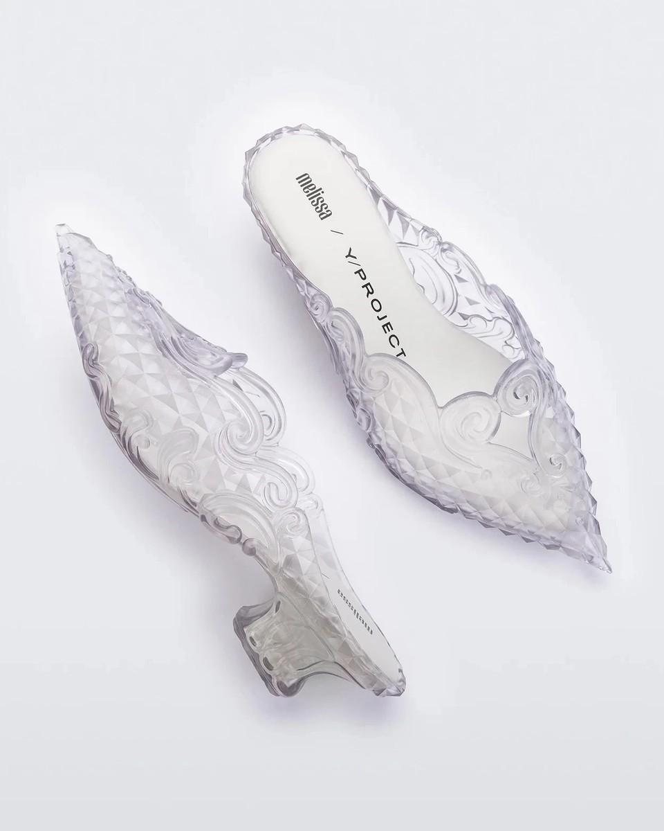 Melissa x Y/Project Transparent Court Shoes in White/Clear - SIZE