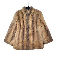 SAGA Vintage Fox Fur Luxury Stunning Coat Brown Size 12 Large Lined Mob Wife 80s