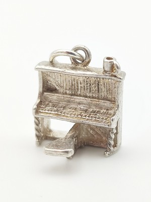 Vintage 925 Sterling Silber Klavier Charm Anhänger 