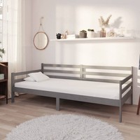 Tagesbett Mit Matratze 90X200 Cm Grau Kiefer Massivholz