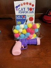 Cat Ball Gun Launcher Toy with 30pcs Colorful Stretch Plush Pom Pom Ball