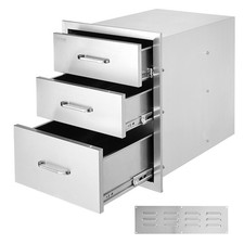 18x23 Inch Outdoor Kitchen Stainless Steel Triple Access BBQ Drawers with Chrome