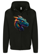 A Fantasy Colourful Dragon Mens Zip Up Hoodie