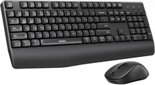seenda COE200 Wireless Bluetooth Keyboard Mouse Combo Ergonomic Wrist Rest Black