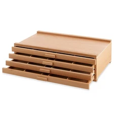 4-Drawer Wooden Storage Box for Art Pastels, Pencils, Brushes and Tools