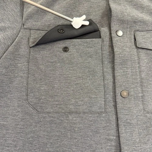 Lululemon Men’s L Gray Knit Overshirt Shacket Snap Front Jacket image 5