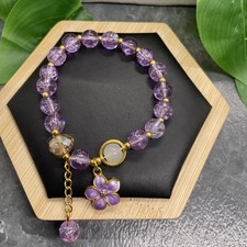 6  Plus Stretch Bracelet Beaded Enamel Flower Charm New Free Ship B94