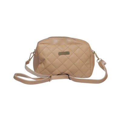 Umhängetasche, Damen, Beige, Karo, 18, 6, 10 cm #bMB