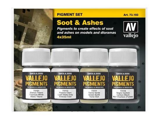 Vallejo VA73193 35ml x 4 - Pigment Set - Soot and Ashes