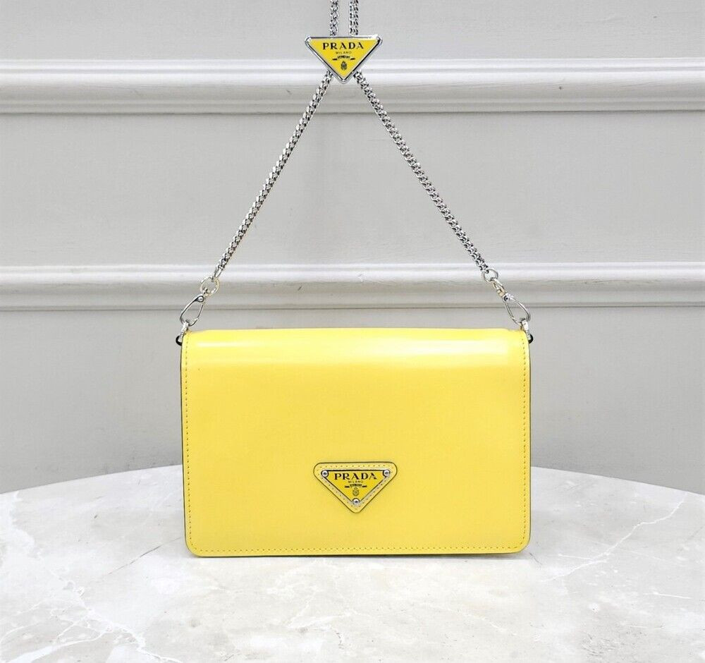 Prada Yellow Brushed Leather Shoulder Bag SKU 12345 | eBay Prada Yellow Brushed Leather Shoulder Bag SKU 12345 | eBay