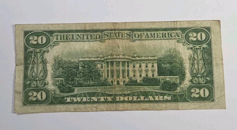 Billete de 20 dólares de la Reserva Federal serie 1950 circulado Foto 4 de 4