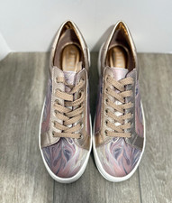 Steven by Steve Madden marbled metallic sneakers with white outsoles women  s 8