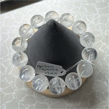 handcrafted beaded bracelet, garden quartz round beads, clear, 17mm, adjustable