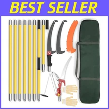 Heavy-Duty 27 ft Extendable Tree Pruner with Sharp Alloy Steel Blade and Gloves