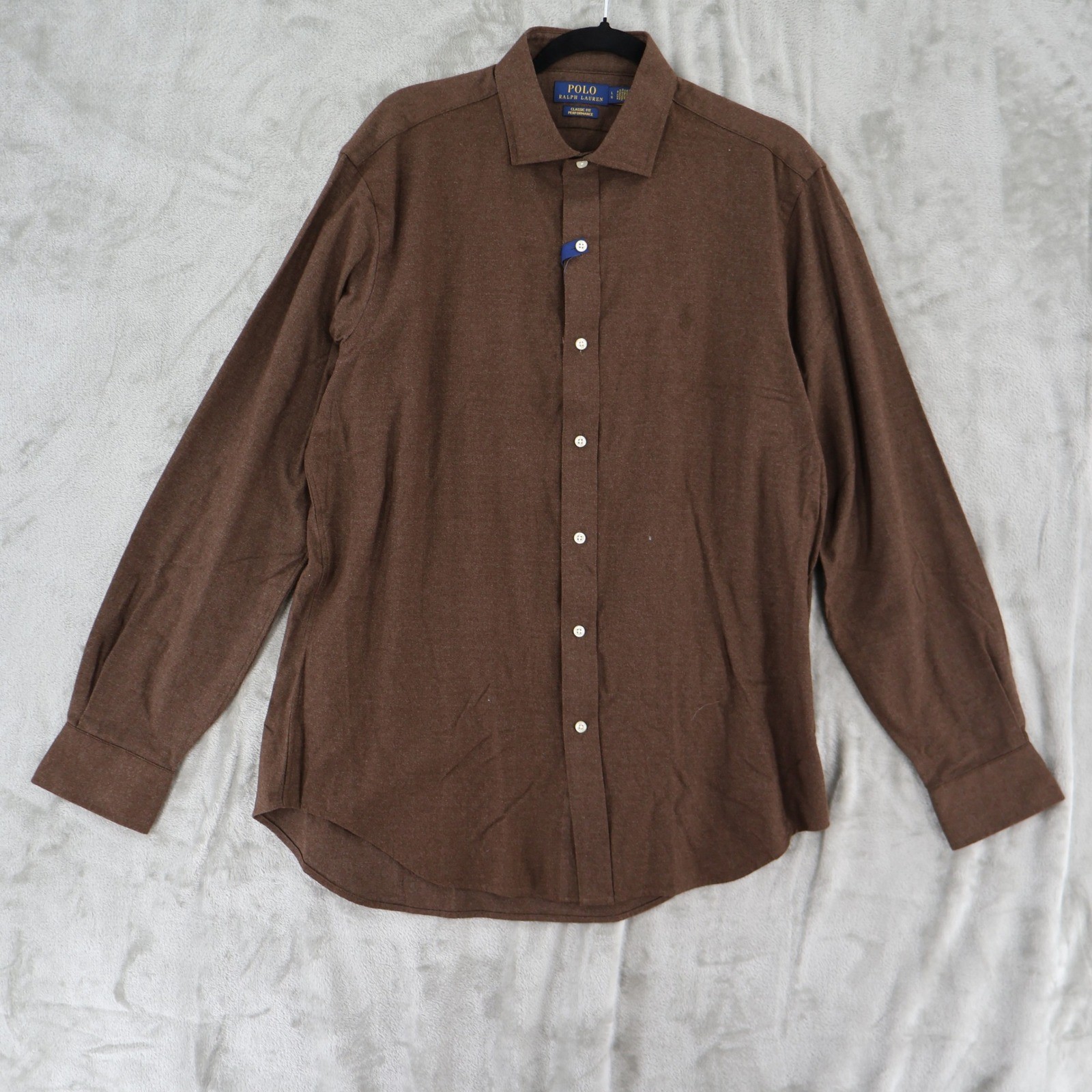 Polo Ralph Lauren Button Down Shirt Mens L Brown Performance Wicking  $125 NWT