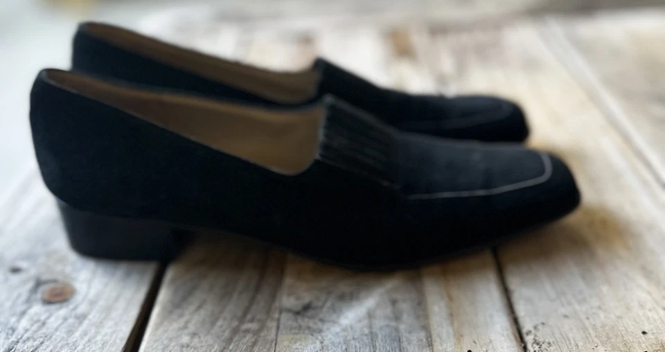 Mocasines de gamuza negros Salvatore Ferragamo vintage años 90 para mujer talla 7”  Foto 4 de 4