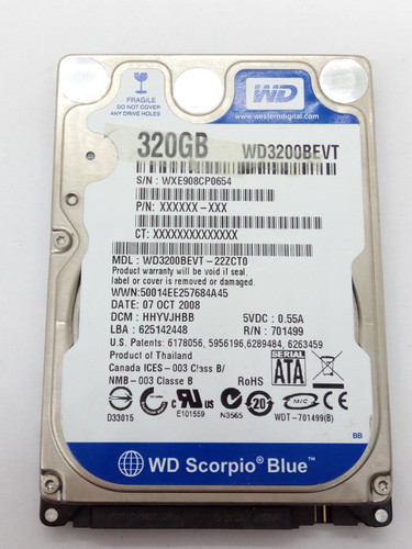 WESTERN DIGITAL ***WD3200BEVT*** 320GB*** SATA HDD Notebook 2,5 Zoll #NFP1760