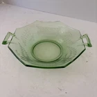 Vintage Heisey Yeoman Octagon Bowl Moongleam Green Optic Depression Glass 7”
