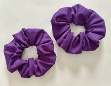 Pack Of 2 Handmade Cotton Medium Hair Scrunchies. Purple