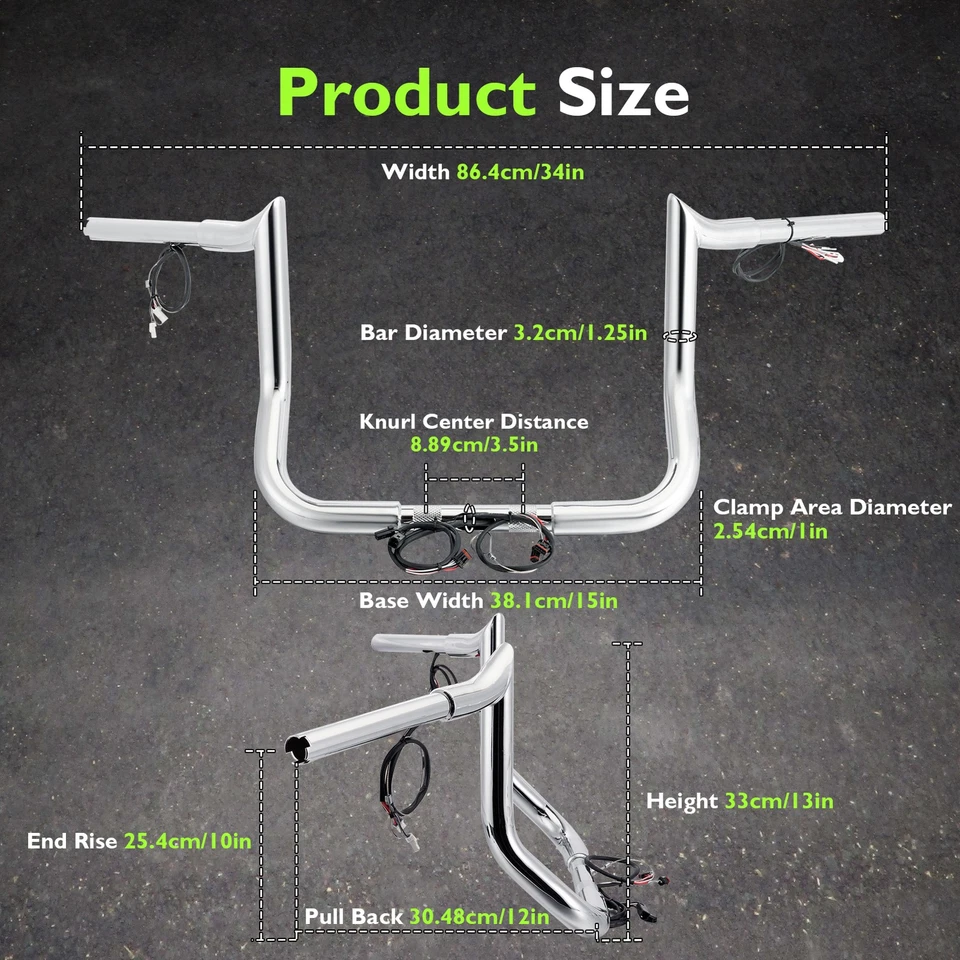 Barra excavadora precableada cromada Mofun de 10" afilada para Harley Electra Glide Foto 2 de 4